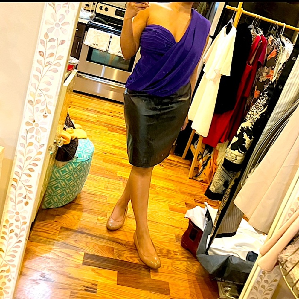 Draped crop top by LBV - new with tags, size 6-10, electric purple